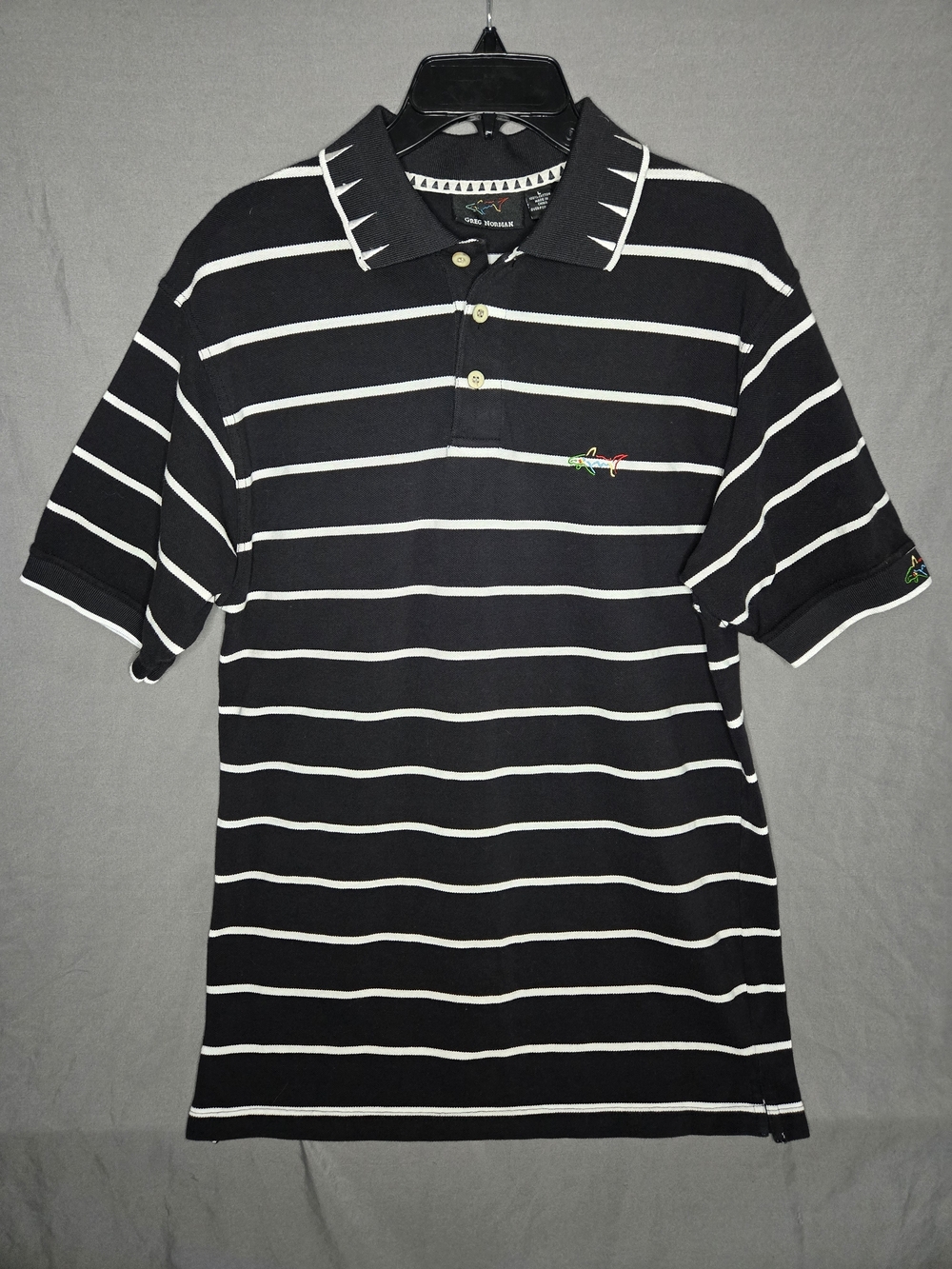 VTG 90s Reebok Era Greg Norman Men's Golf Polo 100% Cotton Shark Logo Sawtooth